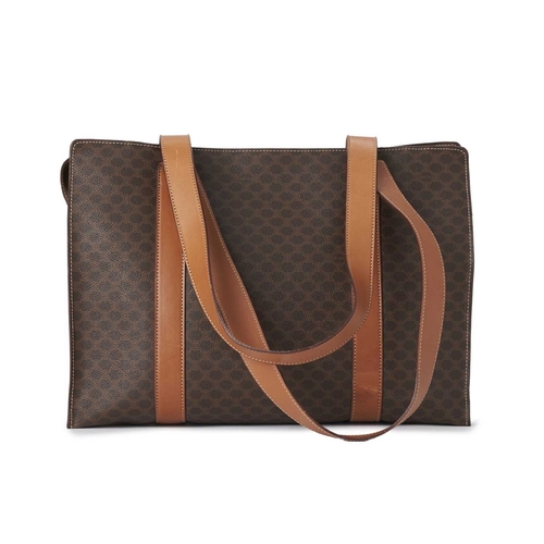 354 - Celine, a vintage Macadam shopping tote, featuring maker's brown monogram coated canvas exterior wit... 