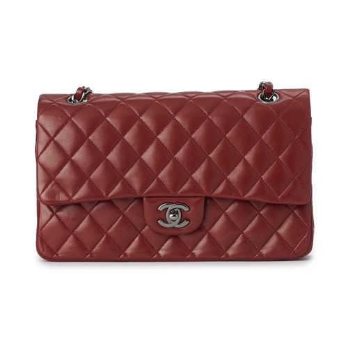 358 - Chanel, a red Medium Classic Double Flap handbag, designed with a quilted red lambskin leather exter... 