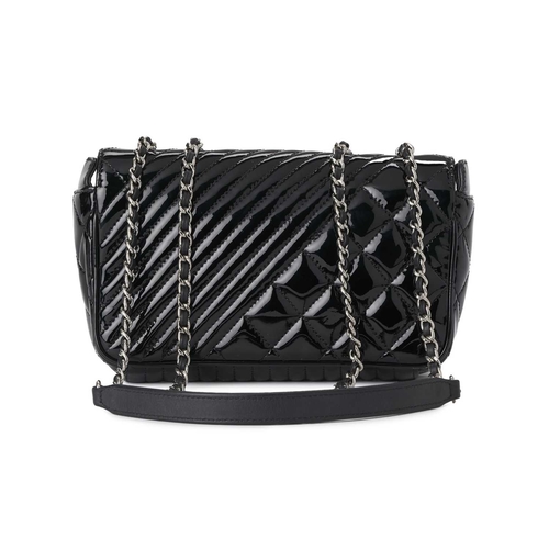 360 - Chanel, a Small Coco Boy Flap handbag, featuring a quilted black patent leather exterior, with polis... 