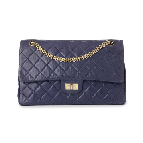 361 - Chanel, a rare vintage 2.55 handbag, crafted from quilted blue leather, with gold-tone hardware, rea... 