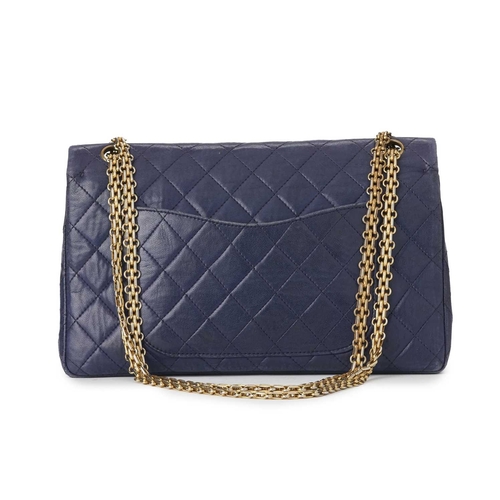 361 - Chanel, a rare vintage 2.55 handbag, crafted from quilted blue leather, with gold-tone hardware, rea... 