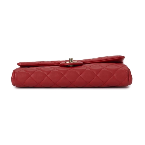 365 - Chanel, a red Timeless Clutch On Chain, crafted from red diamond quilted leather, with brushed gold-... 