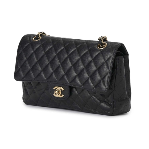 371 - Chanel, a Medium Classic Double Flap handbag, designed with a diamond quilted caviar leather exterio... 