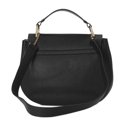 391 - Chloe, a large Drew shoulder bag, crafted from grained black leather, with polished gold-tone hardwa... 