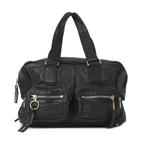 392 - Chloe, a black leather Betty handbag w/purse, featuring two-tone hardware, flat top handles, four ou... 