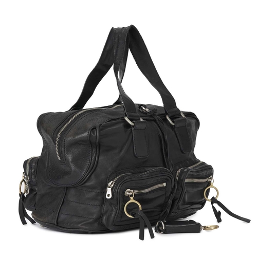 392 - Chloe, a black leather Betty handbag w/purse, featuring two-tone hardware, flat top handles, four ou... 