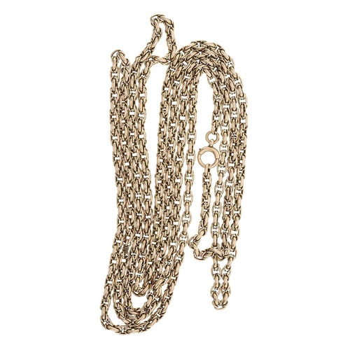 4 - A late Victorian 9ct gold fancy-link longuard chain, with spring ring clasp, length 147cm, 53.7g