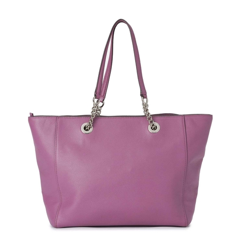 400 - Coach, a Turnlock Chain tote, designed with a mauve pink pebbled leather exterior, polished silver-t... 