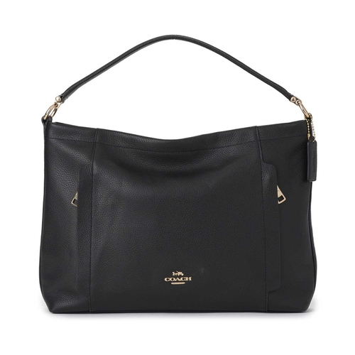 401 - Coach, a black leather Scout hobo handbag, crafted from black pebbled leather, with gold-tone hardwa... 