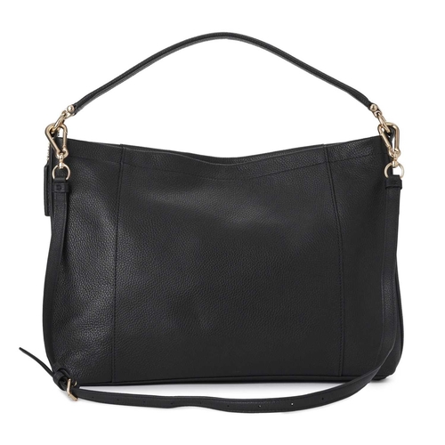 401 - Coach, a black leather Scout hobo handbag, crafted from black pebbled leather, with gold-tone hardwa... 