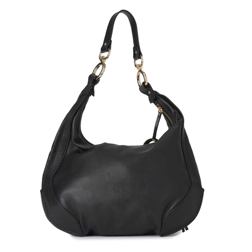 406 - Fendi, a Chef hobo handbag, crafted from black leather with polished gold-tone hardware, featuring a... 