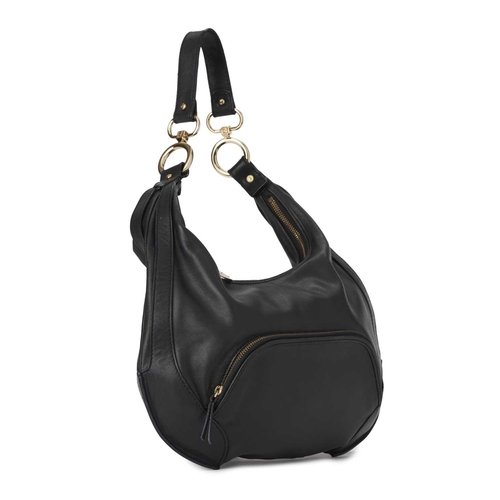 406 - Fendi, a Chef hobo handbag, crafted from black leather with polished gold-tone hardware, featuring a... 