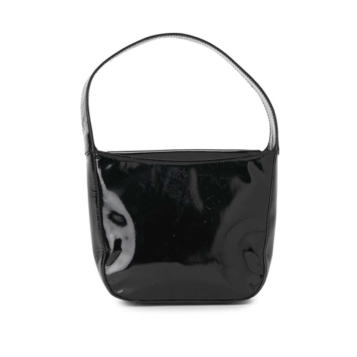 413 - Gucci, a small vintage patent leather handbag, crafted from black patent leather, featuring a centra... 