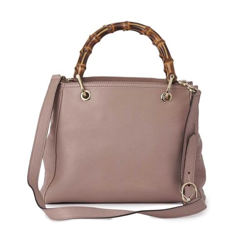 421 - Gucci, a small Bamboo Shopper handbag, crafted from grained dusty pink calf leather, with gold-tone ... 