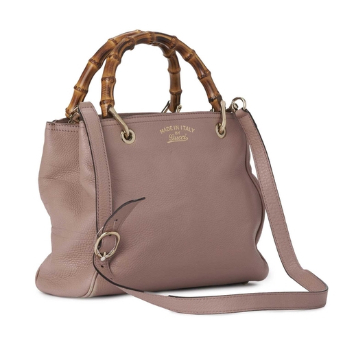 421 - Gucci, a small Bamboo Shopper handbag, crafted from grained dusty pink calf leather, with gold-tone ... 