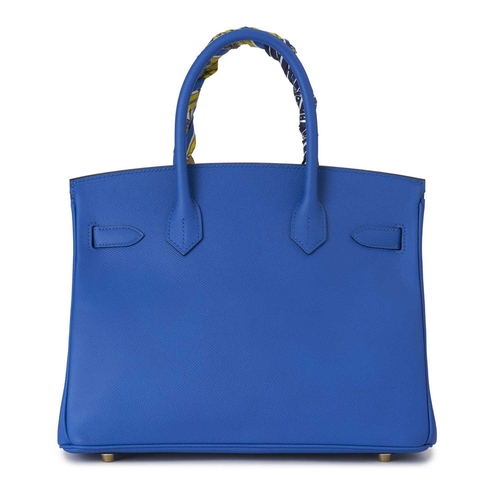 429 - Hermes, a 2020 Birkin 30 handbag w/Twilly, designed with a blue Epsom leather exterior with gold-pla... 