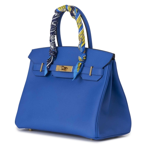 429 - Hermes, a 2020 Birkin 30 handbag w/Twilly, designed with a blue Epsom leather exterior with gold-pla... 