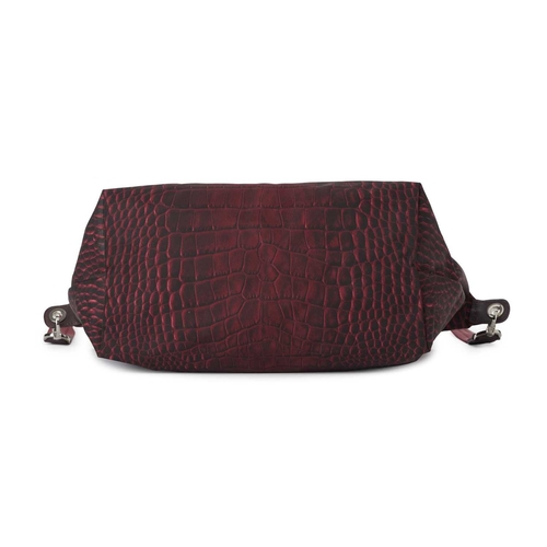 443 - Longchamp, a Le Pliage crossbody handbag, designed with a crocodile printed purple nylon exterior, w... 