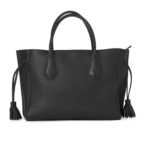 444 - Longchamp, a Penelope handbag, crafted from grained black leather, featuring dual top handles, draws... 