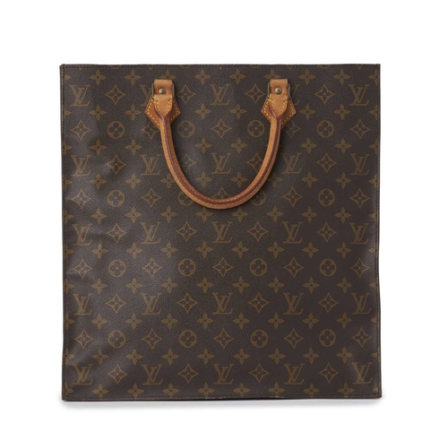 446 - Louis Vuitton, a monogram Sac Plat handbag, featuring vachetta rolled leather handles, an open top, ... 