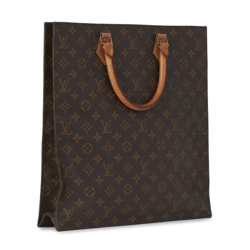 446 - Louis Vuitton, a monogram Sac Plat handbag, featuring vachetta rolled leather handles, an open top, ... 