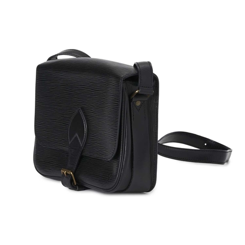 447 - Louis Vuitton, a black epi Cartouchiere MM handbag, crafted from black textured epi leather, with sm... 