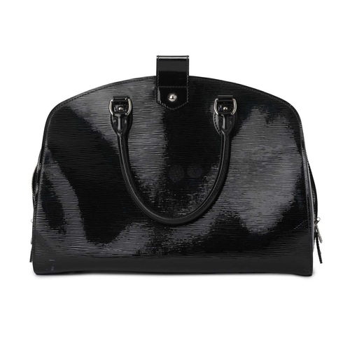 451 - Louis Vuitton, an electric epi Pont-Neuf handbag, designed with a black patent epi leather exterior,... 