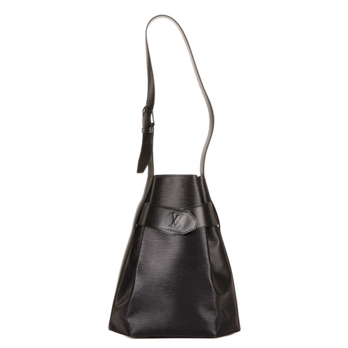 455 - Louis Vuitton, a black epi Sac D'Epaule GM handbag w/pouch, crafted from black textured epi leather ... 