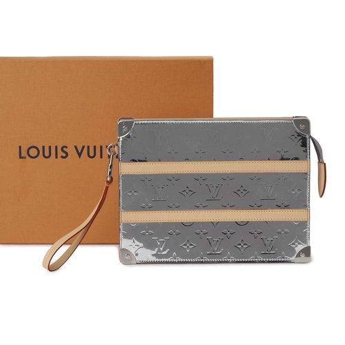 460 - Louis Vuitton x Virgil Abloh, a Mirror Trunk Pouch, designed with a silver monogram coated canvas ex... 