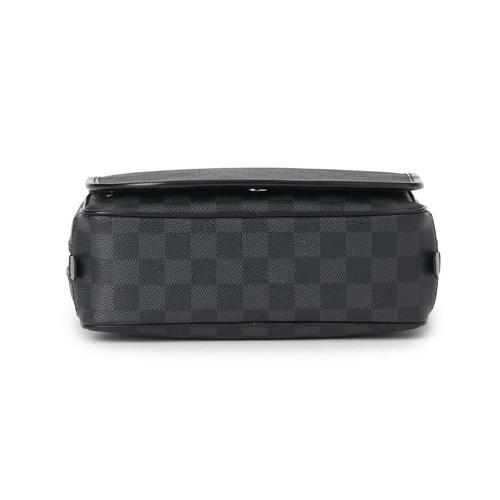 462 - Louis Vuitton, a damier graphite Hanging Toiletry Kit, designed with black leather trim, magnetic fr... 