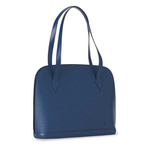 469 - Louis Vuitton, a blue Lussac handbag, designed with a blue textured epi leather exterior, featuring ... 