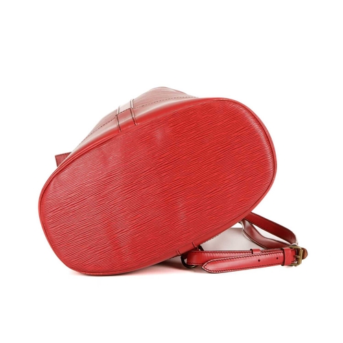 474 - Louis Vuitton, a red epi Randonnee GM handbag, featuring a textured red epi leather exterior and smo... 