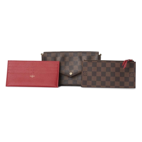 481 - Louis Vuitton, a damier ebene Felicie Pochette w/inserts, featuring an envelope flap closure, option... 