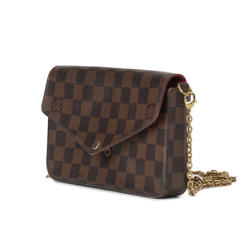 481 - Louis Vuitton, a damier ebene Felicie Pochette w/inserts, featuring an envelope flap closure, option... 