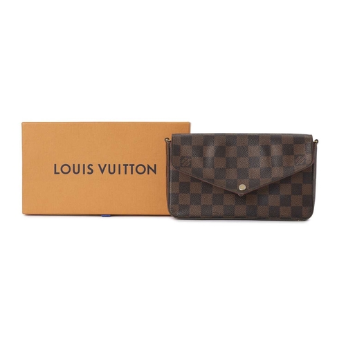 481 - Louis Vuitton, a damier ebene Felicie Pochette w/inserts, featuring an envelope flap closure, option... 