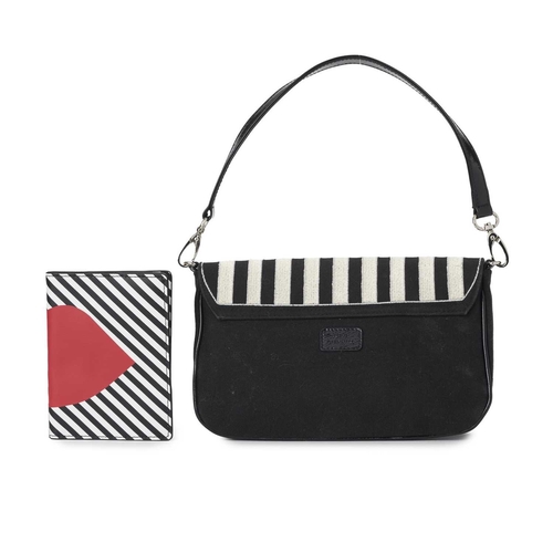 484 - Lulu Guinness, a novelty bag and passport cover, to include a black canvas shoulder bag with a beaut... 