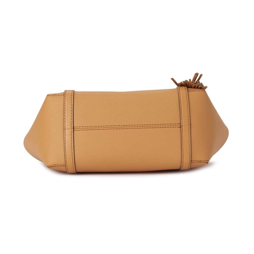 491 - Michael Kors, a small Sullivan handbag, crafted from tan saffiano leather, with polished gold-tone h... 