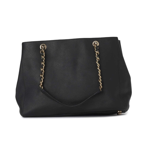 492 - Michael Kors, a black Susannah tote, crafted from black saffinao leather, with gold-tone hardware, c... 