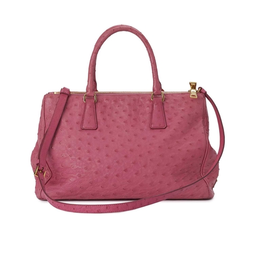 507 - Prada, a pink ostrich Galleria handbag, crafted from pink ostrich leather, with gold-tone hardware, ... 