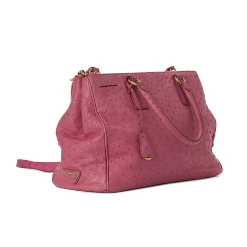 507 - Prada, a pink ostrich Galleria handbag, crafted from pink ostrich leather, with gold-tone hardware, ... 