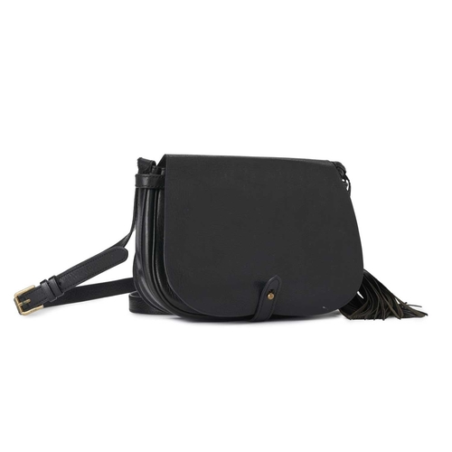 512 - Ralph Lauren Polo, a black leather saddle bag, featuring a rear slip pocket, adjustable leather cros... 