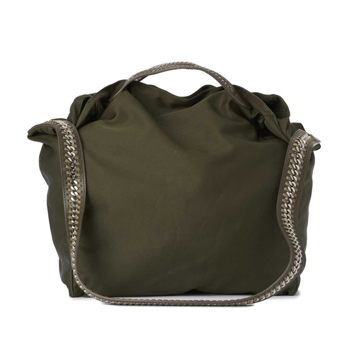 518 - Stella McCartney, a large Chain-Link tote, crafted from green recycled nylon, featuring silver-tone ... 