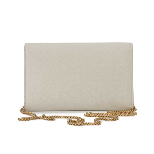 533 - Yves Saint Laurent, an envelope chain clutch w/card holder, designed with a cream-grained leather ex... 