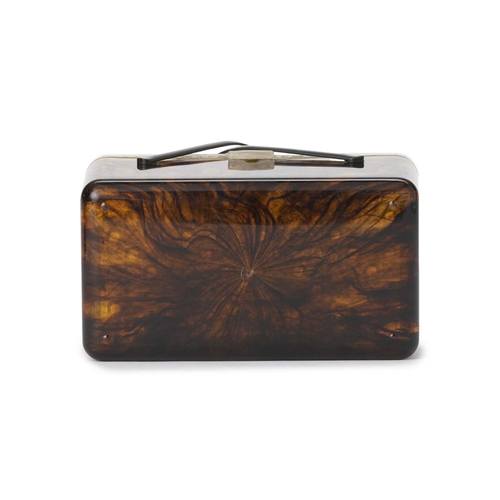 535 - A 1950s Merle Norman Lucite box handbag, featuring a faux tortoise shell exterior, with a clear hobn... 