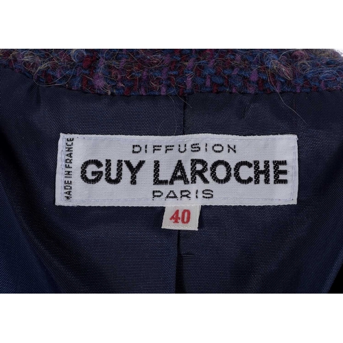 537 - A selection of ladies designer clothing, to include a purple boucle wool outfit by Guy Laroche, comp... 