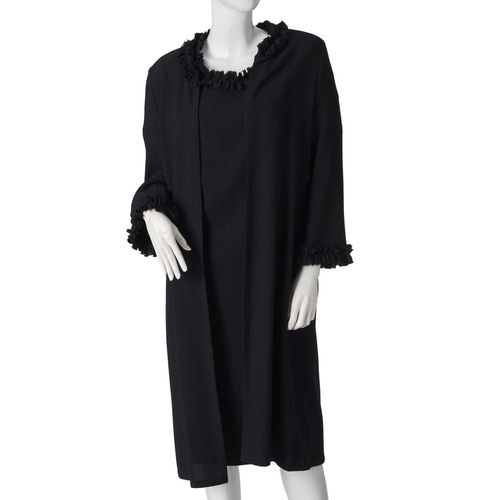 540 - Four items of ladies designer clothing, to include a black wool dress and matching long jacket by Je... 