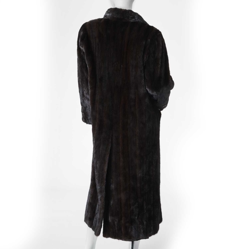 548 - J.Mendel, a full-length ranch mink coat, featuring a notched lapel collar, an open front with button... 