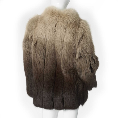 571 - Joseph Fox, an ombre fox fur jacket, featuring a grey to brown ombre design, with a short Mandarin c... 