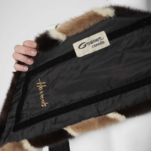 581 - Grosvenor Harrods, a long mink scarf, featuring a striking two-tone pastel and dark ranch mink diago... 