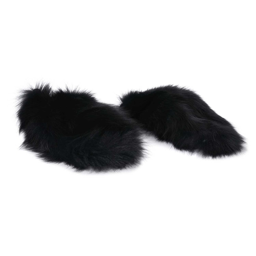 584 - A selection of fox fur accessories, to include a silver fox fur hood with hanging fox tail tie detai... 